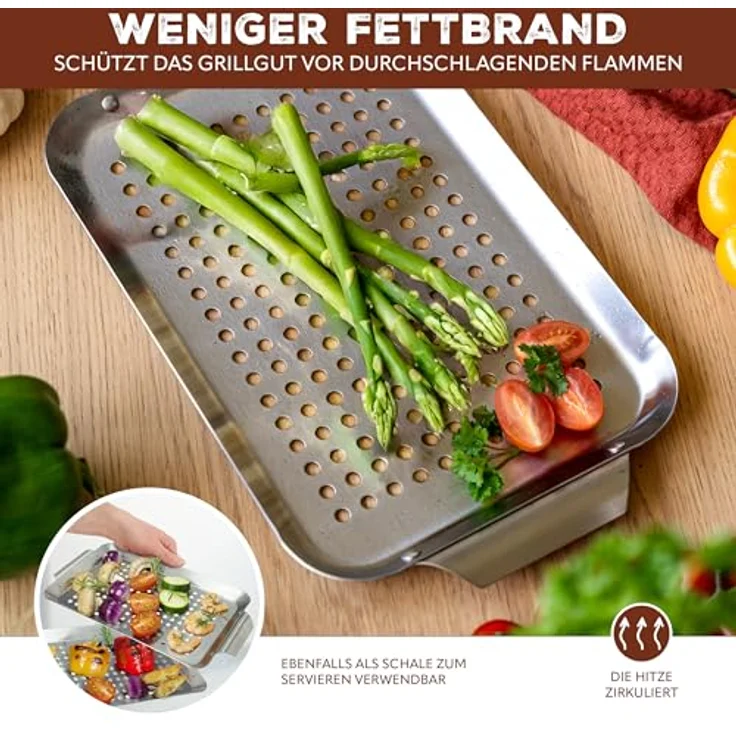 bremermann Grillplatte Grillplatte 32 x 1,5 x 18,5 cm Edelstahl Grillkorb Grillpfanne (1-St) – Bild 5