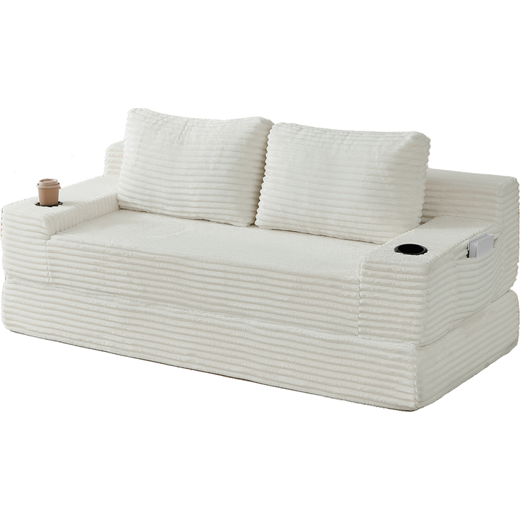 ZUBALIYA Sofa mit LED - Beleuchtung, mit Stauraum, mit Cordbezug, mit breiten Armlehnen, ohne aufwendige Montage – Bild 3