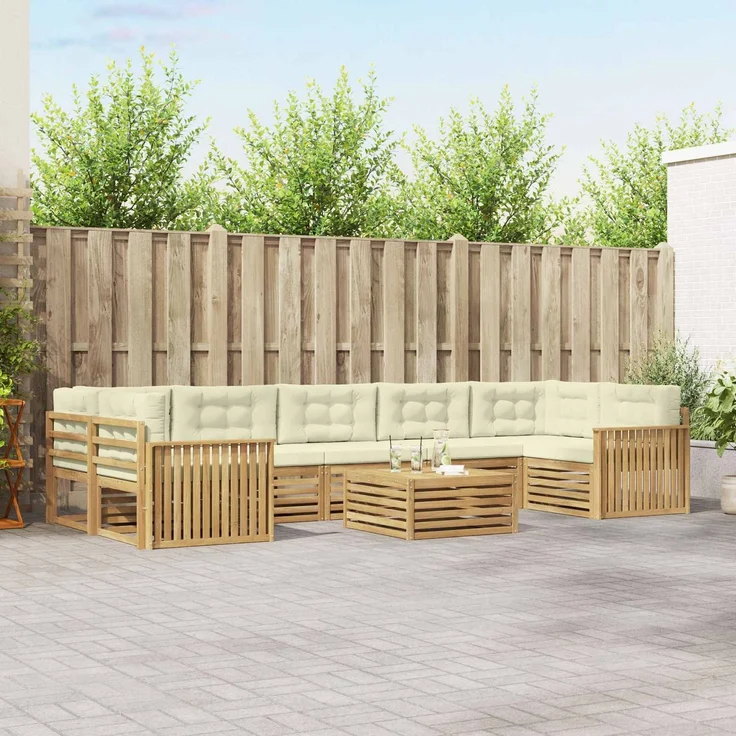 vidaXL Outdoor-Sofagarnitur 8 stk. 7-Sitzer Weiß und Creme 3390200 – Bild 1