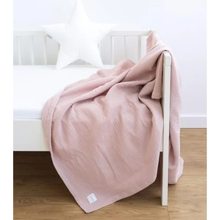 Babydecke Baumwolle MUSSELIN Decke Tuch Sommerdecke 95x95 120x120 150x200 cm, Loolay, Babytragetuch, Strandtuch, Kuscheldecke schützt und spendet Wärme – Bild 2