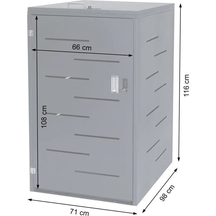 XL 1er-/2er-Mülltonnenverkleidung HWC-E83, Mülltonnenbox, erweiterbar 116x71x98cm ~ Edelstahl 35kg – Bild 3