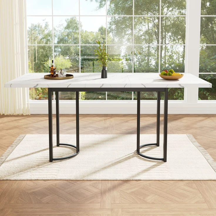 Ausziehbarer Esstisch 140–179,5 cm mit MDF-Tischplatte, stabiler Metallrahmen, erweiterbarer Tisch für 6–8 Personen, Multifunktionstisch – Bild 3