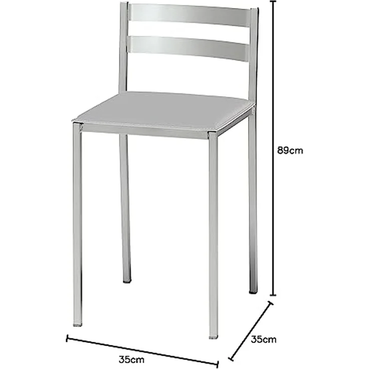 ASTIMESA Zwei Küchenhocker mit Rückenlehne unter horizontalen Streifen aus Kunstleder Grau, Sitzhöhe 45 cm. – Bild 3