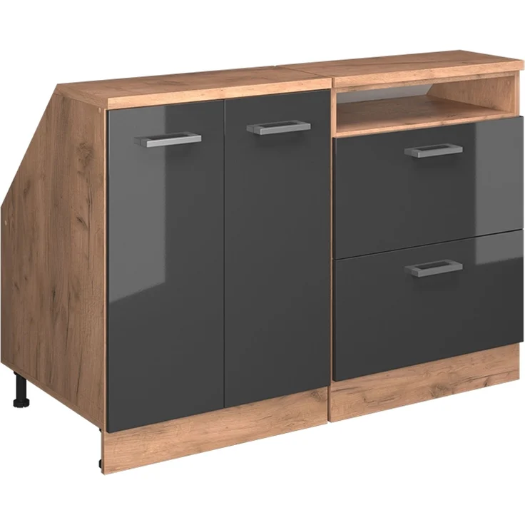 Küchenschrank für Dachschrägen R-Line Anthrazit Hochglanz 120 cm 2er Set Schrankkorpuss 60 cm Tiefe Vicco – Bild 1