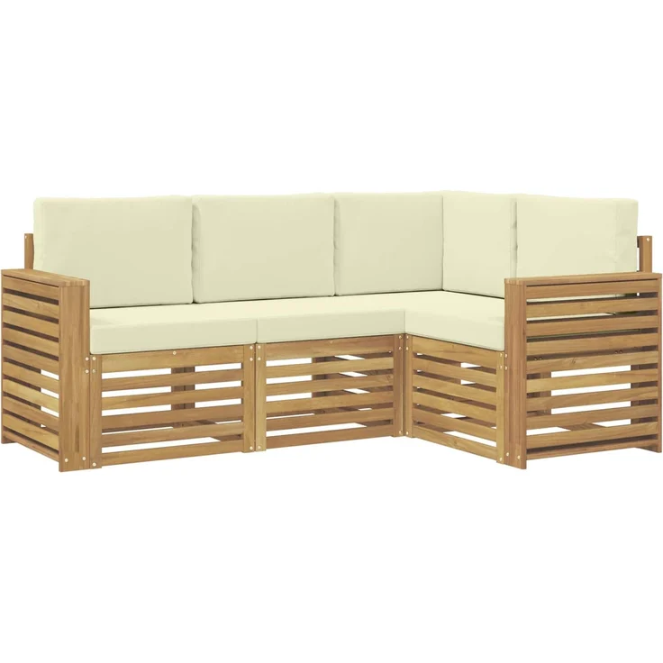 vidaXL Outdoor-Sofagarnitur 4 Stk. Weiß und Creme Polyester 3391760 – Bild 2