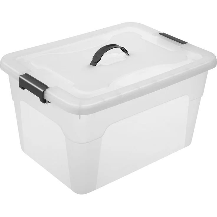 Juskys Aufbewahrungsbox mit Deckel, 4er-Set, stapelbar, Kunststoff transparent, 30 Liter – Bild 6