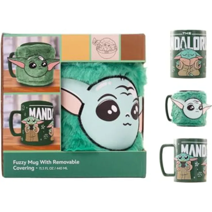 Pyramid International Tasse Star Wars The Mandalorian Fuzzy Tasse Grogu, 1-tlg., Keramikbecher mit flauschigem Plüschtuch und Klettverschluss, 0,440 Liter