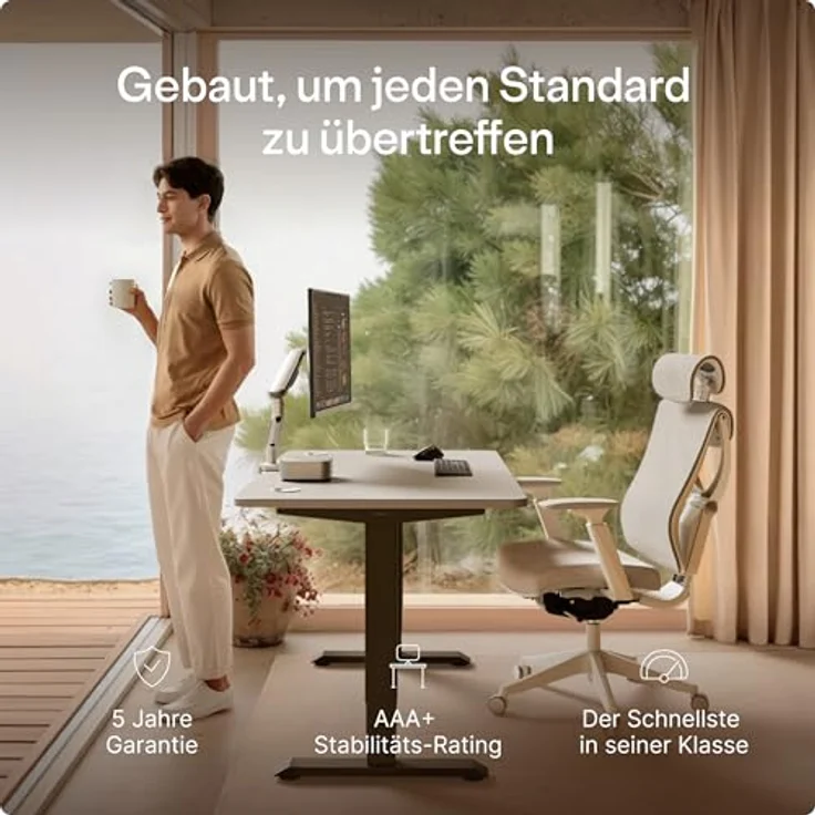 Höhenverstellbarer Schreibtisch - Höhenverstellbar Elektrisch mit Flüsterleisem Dual-Motor & Touchscreen - Hohe Tragfähigkeit - Stehtisch von Desktronic, Schwarz + Grau, 160x80 cm – Bild 3