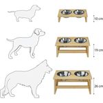 Futterstation für Hunde und Katzen mit zwei Edelstahlschüsseln in drei Größen S, M, L V-30.33S