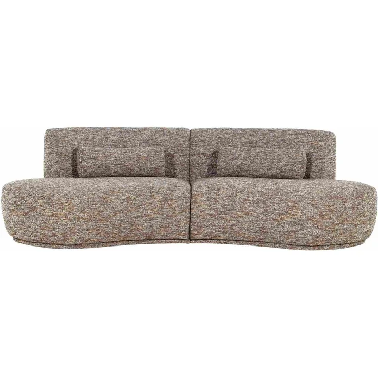 Sofa Batavier 4-Sitzer, gewebter Melange-Stoff, modern halbrund, hellbraun, großzügig gepolstert