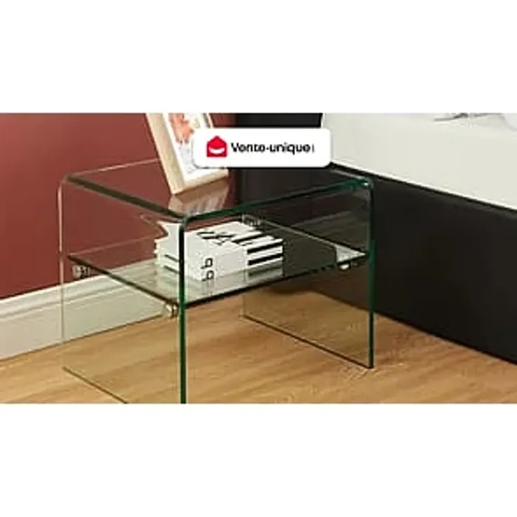 Vente-unique - STILEOS Nachttisch Glas Transparent - B 40 cm x H 40 cm x L 48 cm – Bild 2