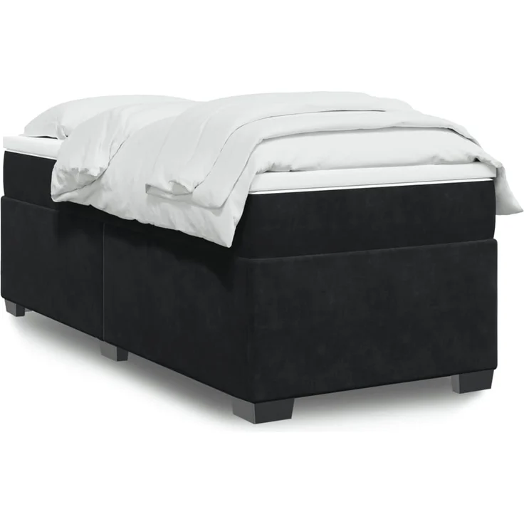 vidaXL Boxspringbett mit Matratze Schwarz 90x190 cm Samt 3285253 – Bild 1