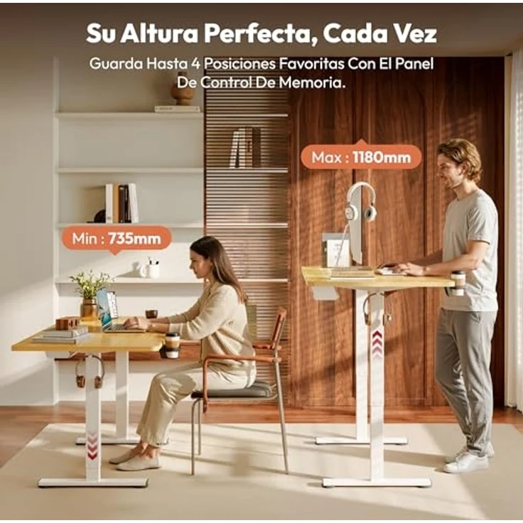 SANODESK Höhenverstellbarer Schreibtisch 180x80 cm Schreibtisch Höhenverstellbar Elektrisch Ergonomischer Steh-Sitz Tisch Computertisch für Heimbüro Homeoffice(ahorn) – Bild 5