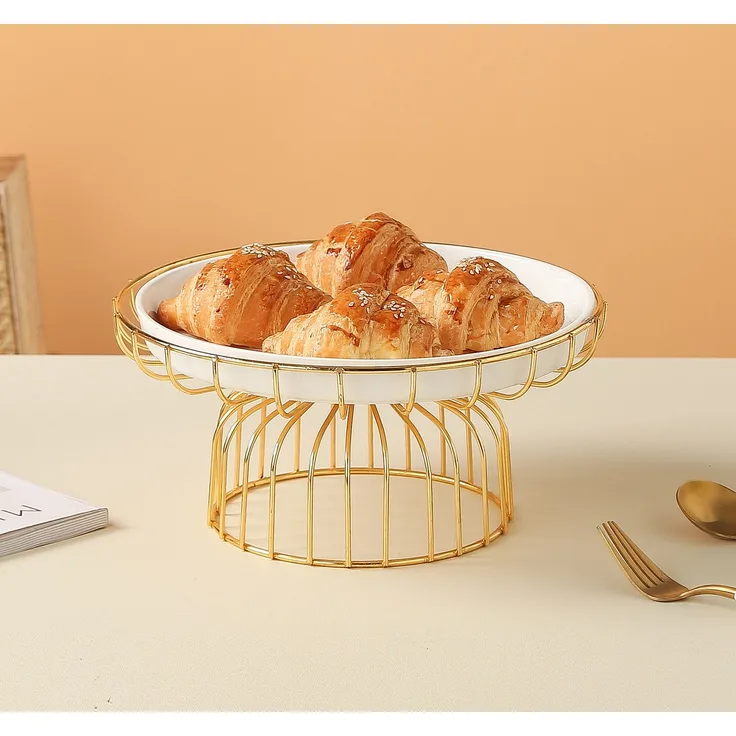 Etagere Goldkäfig Design Porzellan für Dessert Cake Stand Party Dekoration Obst