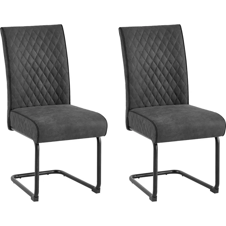 byLIVING Esszimmerstuhl 2er Set MARIA / Vintage Mikrofaser anthrazit / Gestell Metall schwarz / Traglast von bis zu 150 kg / mit Griff / Esszimmerstuhl / B 45, H 95, T 60 cm