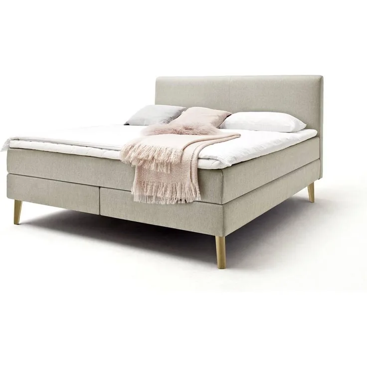 Boxspringbett in 180x200 cm GELA-114 in Beige, Härtegrad H3