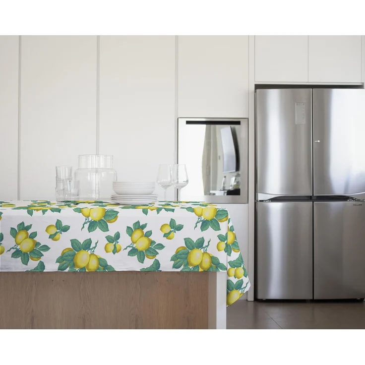 GEMITEX Traditionelle Tischdecke, Plüsch, gewachst, wasserdicht und schmutzabweisend, Dekor 4138 Zitronen von Sorrento, ideal für quadratische und runde Tische für 4 Personen, 140x140 cm, – Bild 1