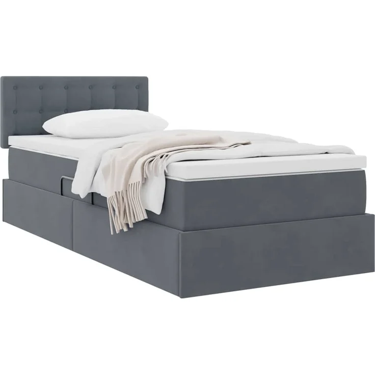 vidaXL Aufbewahrungsbett mit Kopfteil Dunkelgrau 90 x 200 cm Samt 3370852 – Bild 3