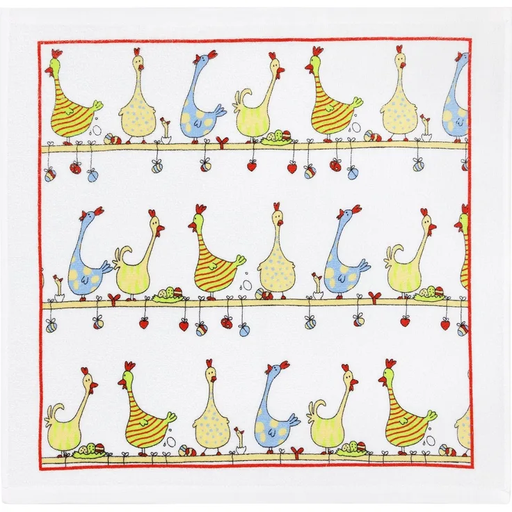 Kracht Geschirrtuch 2er Set Frottier Küchentuch Hühnerstange 50 x50 cm, (2-tlg), Baumfrollfrottee