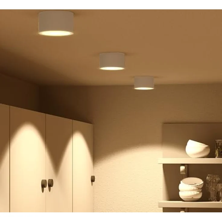 SSC-LUXon CELI-X Aufbauleuchte LED flach, GX53 warmweiß 3W, Decken Aufbauspot weiß rund, Ø 95 mm – Bild 4