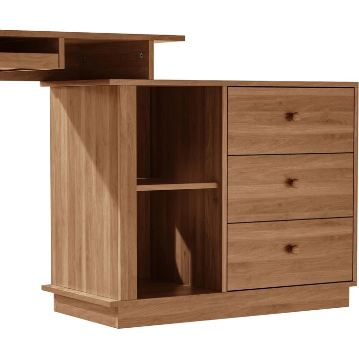 Schreibtisch 110x40x75,5 cm mit ausziehbarer Platte, Tastaturauszug und 3 Schubladen, Walnussholzdekor – Bild 10