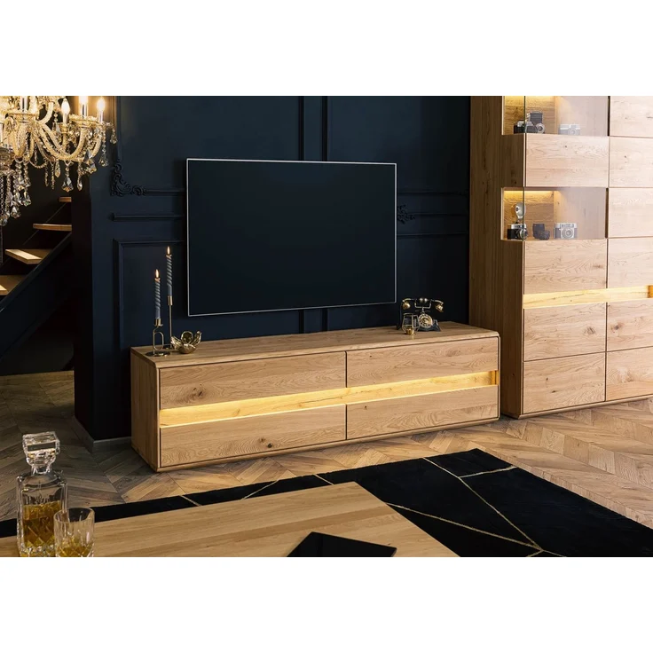 TV-Board Wildeiche inkl. LED 184x43,5x47,5 natur geölt CARDIFF #141 – Bild 3