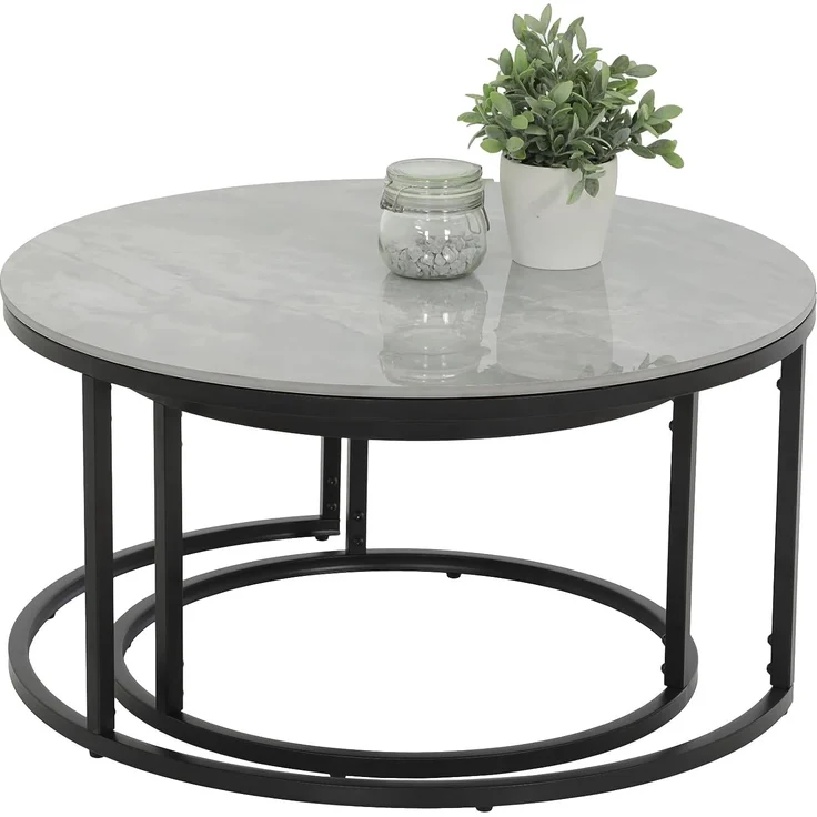 Couchtisch Luis - Marmoroptik Grau / Schwarz - 2-teilig – Bild 4