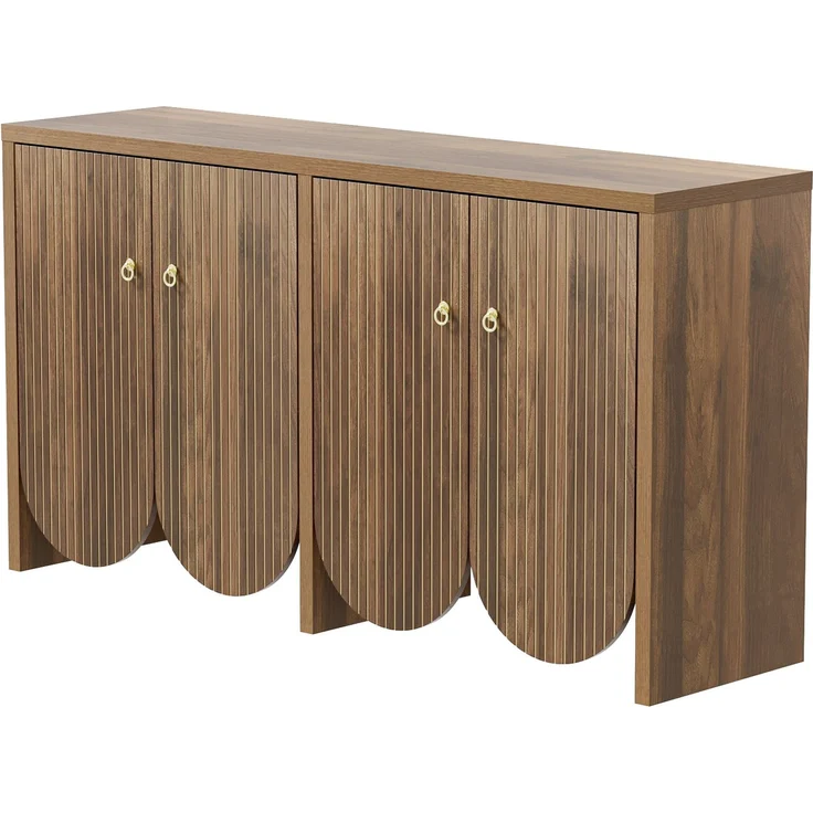DESVIAE Sideboard mit 4 Türen und verstellbaren Einlegeböden 147x80x40 cm MDF Walnuss – Bild 8