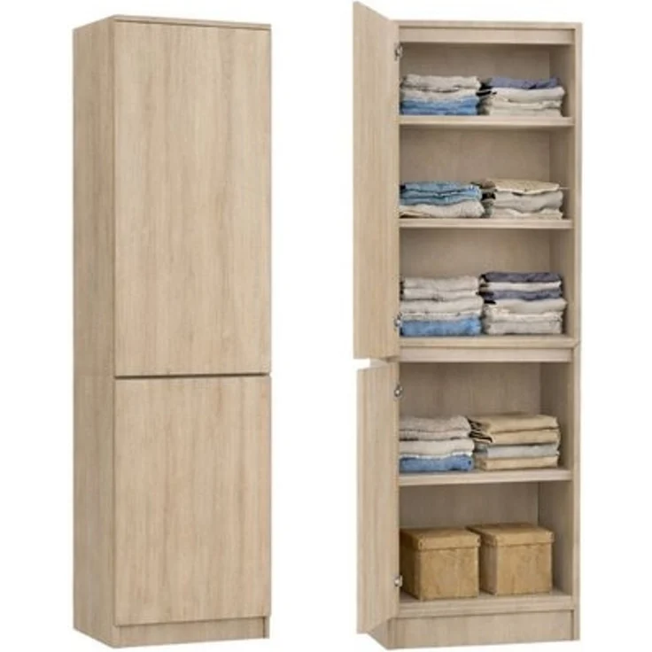 Home Collective Kleiderschrank Garderobenschrank Mehrzweckschrank Schrank platzsparend & vielseitig (50x40x180,5 cm (BxTxH), ideal für Schlafzimmer Flur & Arbeitszimmer) mit 2 Türig & 5 Einlegeböden in sonoma – Bild 4