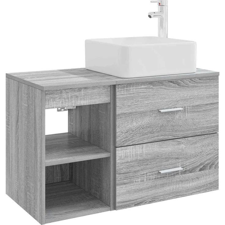 vidaXL Badezimmerschrank-Set 2 stk. Grau Sonoma 83 x 35 x 80 cm 3403901 – Bild 2