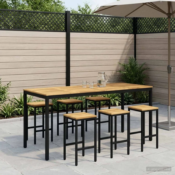 vidaXL Gartenbar-Tisch NAARDEN Weiß gewaschen und Schwarz 901790 – Bild 1