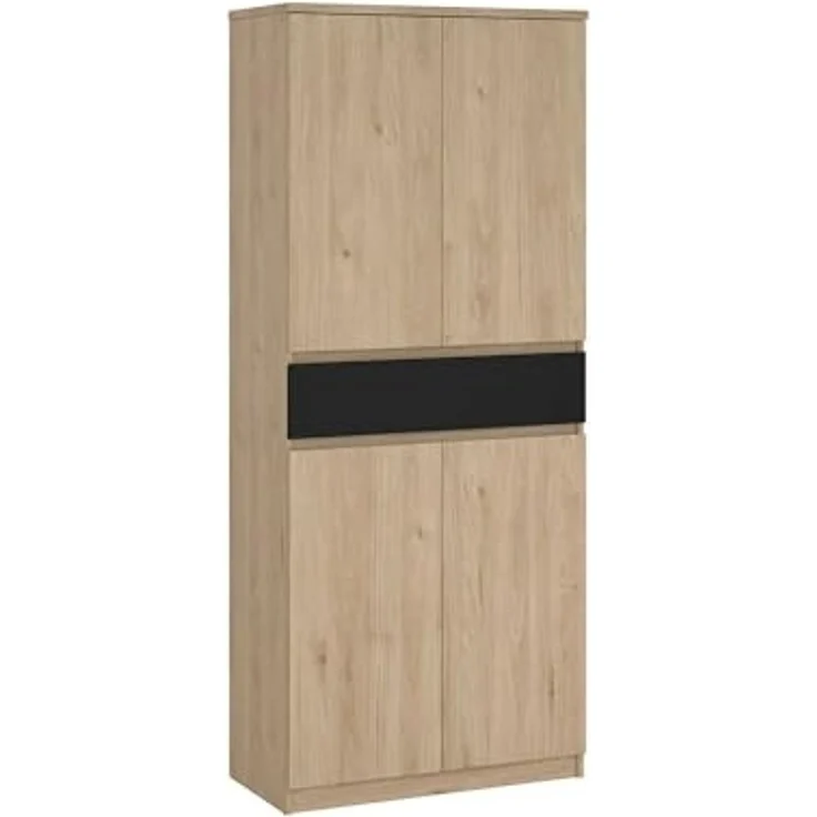 Dmora - Schuhschrank Nolwenn, Schuhregal, Mehrzweck-Eingangsgarderobe, Möbel für Schuhe, 80x40 h192 cm, Eiche und Schwarz – Bild 3