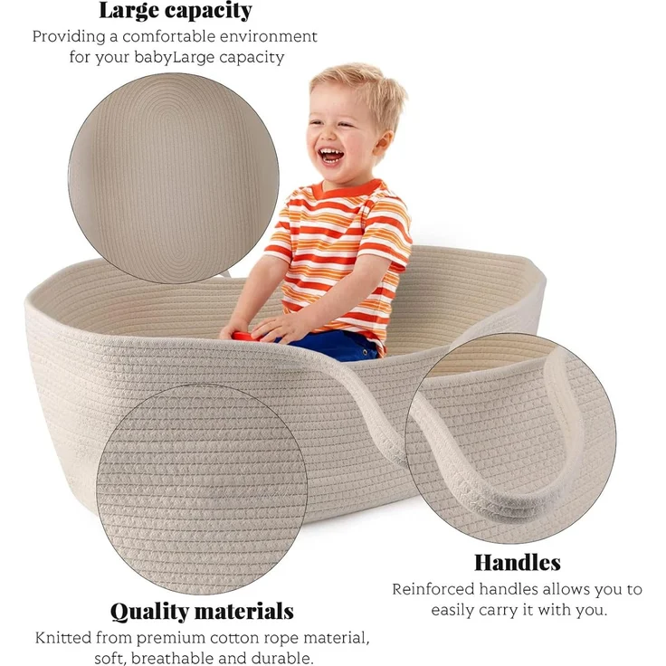 Yuehuamech Baby Moses Korb Tragbare Baby Bett Handheld Moses Korb Baumwolle Seil Infant Bett Carrycot Baby Bettwäsche Baby Schlafsack für im Freien Reise Auto – Bild 6
