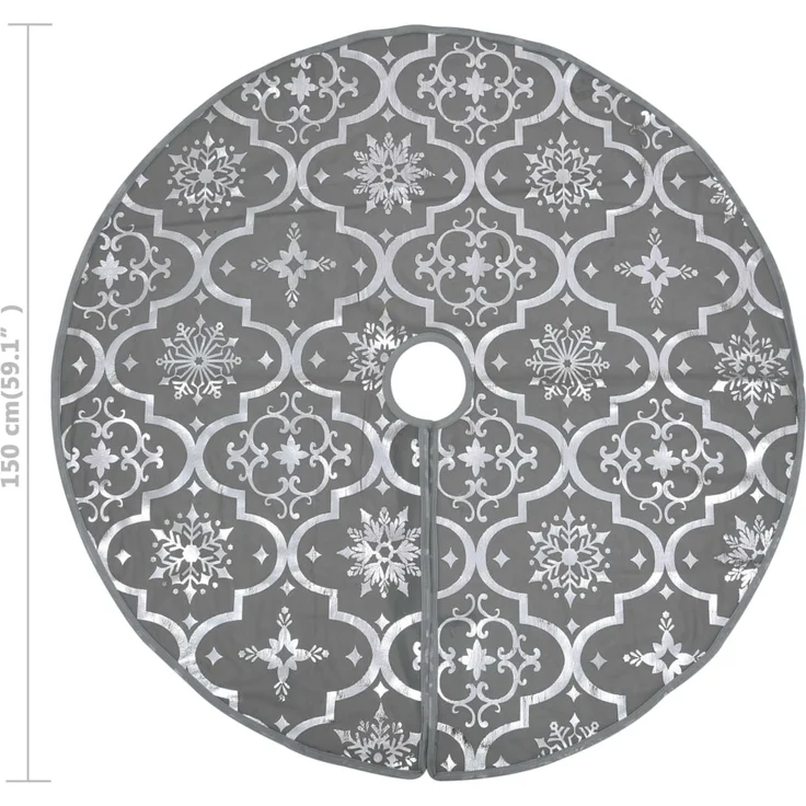 vidaXL Luxus-Weihnachtsbaumdecke mit Socke Grau 150 cm Stoff 330283 – Bild 8
