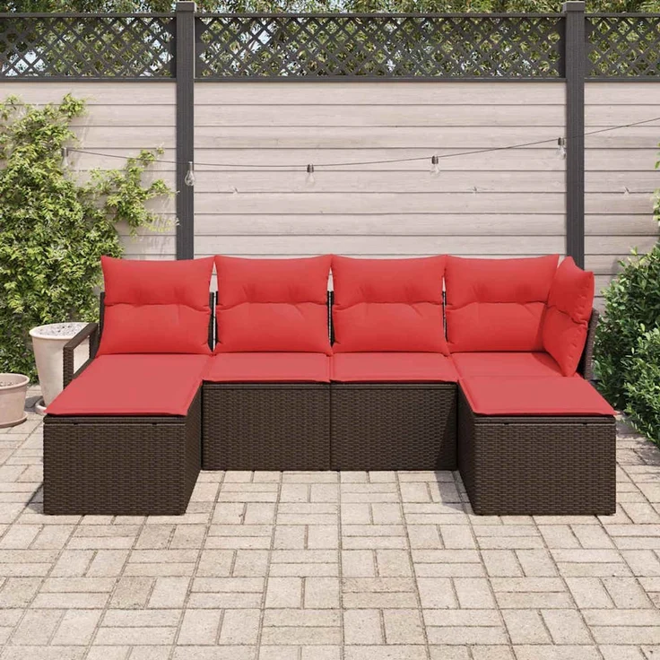 vidaXL Sofa Set 6 Stk. Braun [Synthetisch]: Poly Rattan 3346494 – Bild 3
