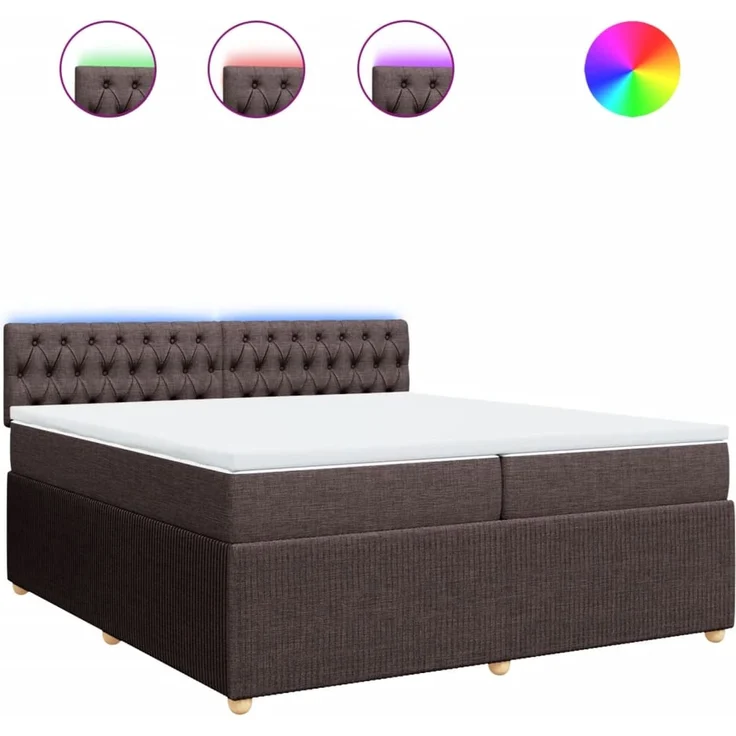vidaXL Boxspringbett mit Matratze Dunkelbraun 200x200 cm Stoff 3289873 – Bild 2