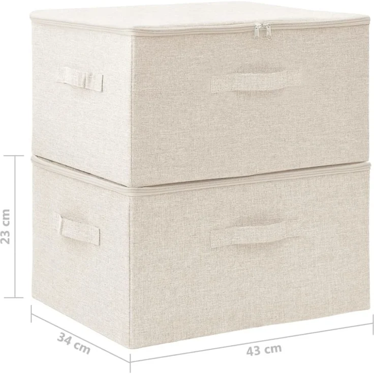 vidaXL Aufbewahrungsboxen 2 Stk. Stoff 43x34x23 cm Creme 332911 – Bild 2