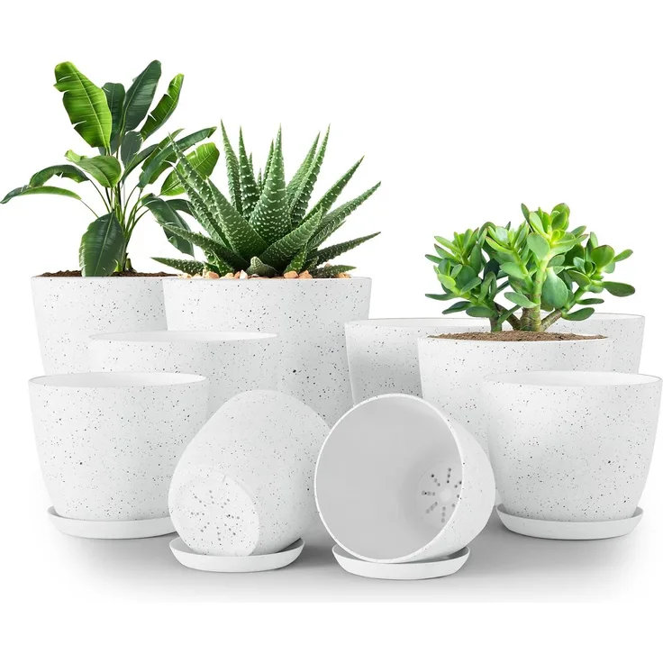 Utopia Home - Blumentöpfe für den Innenbereich mit Drainage - 7/6,6/6/5,3/4,8 Zoll Home Decor Blumentöpfe für den Innenbereich - Kunststoff-Pflanzgefäße für Zimmerpflanzen, Kakteen, Sukkulenten Topf
