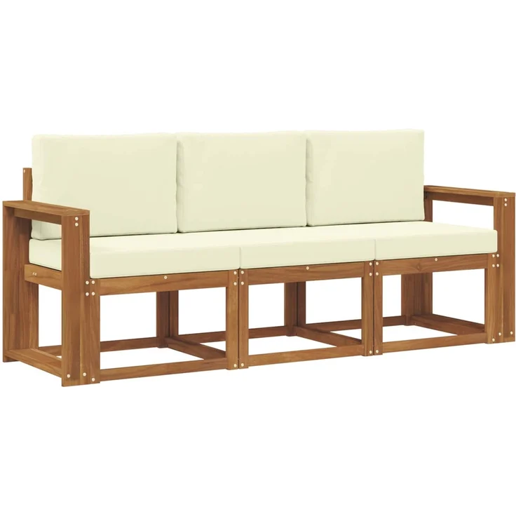 vidaXL Outdoor-Sofagarnitur 3 stk. 3-Sitzer Natur und Creme 3365943 – Bild 2