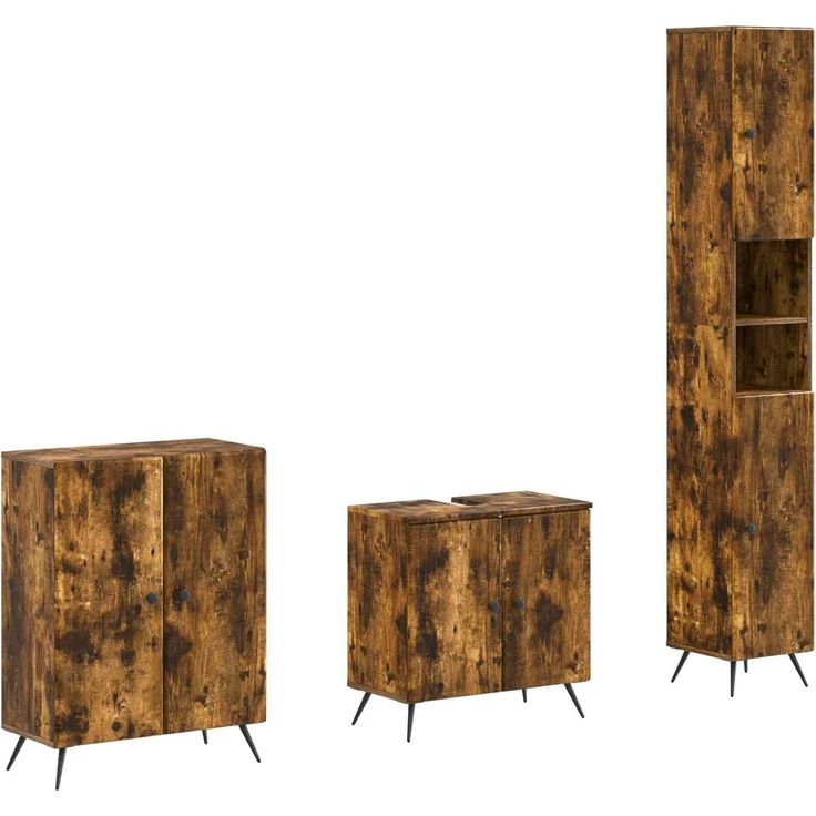vidaXL 3-teiliges Badezimmer-Schranksystem BREDA Raucheiche 3417482 – Bild 2
