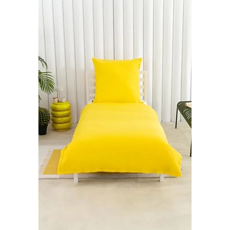 Brielle Bettwäsche Renforcé Set aus 100% Baumwolle - 135x200 cm - Gelb/Blau/Schwarz/Grau, 2 teilig, Mit Reißverschluss, 100% Baumwolle – Bild 3