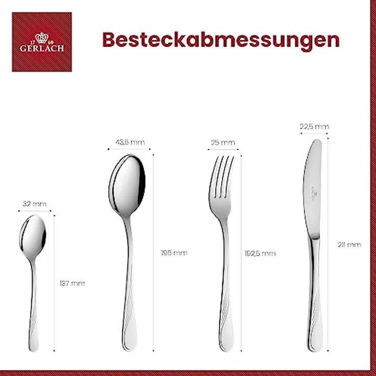 Mondex Celesita Besteckset, Silber, 24-teiliges Set mit Tafelmessern, Gabeln, Löffeln und Teelöffeln, elegantes Design mit feinen Ornamenten – Bild 3