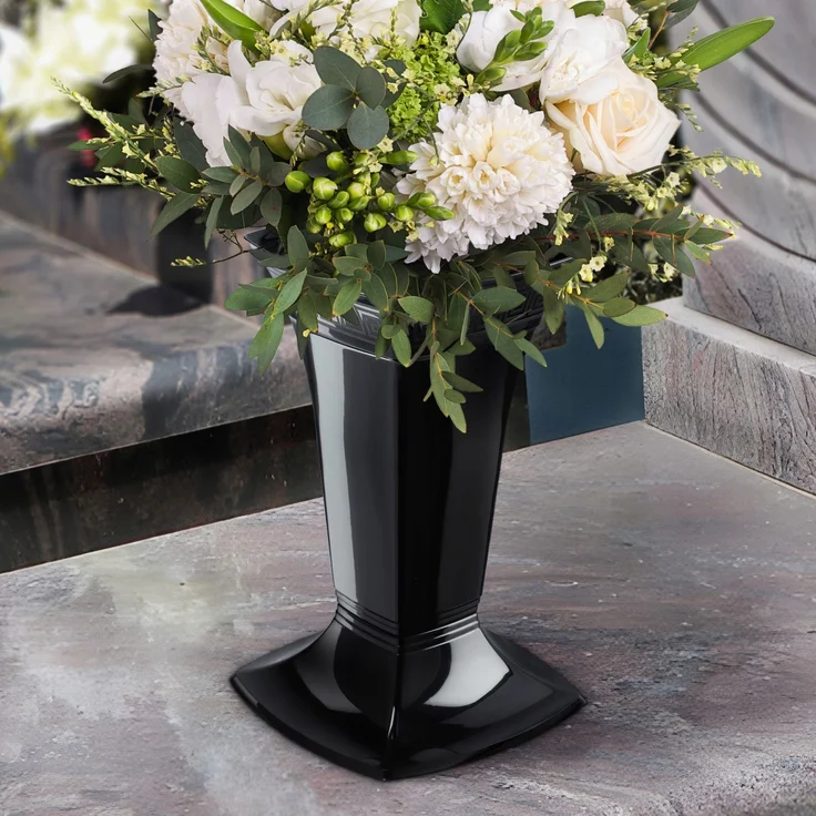 KADAX Vase für Friedhofsgrab, Grabsteinfläschchen, 30 cm, Schwarz – Bild 2