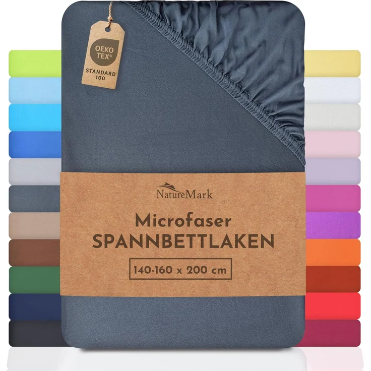 NatureMark - Mikrofaser SPANNBETTLAKEN zum Sparpreis! viele Größen und Farben Markenware (Mittelgrau, 140x200-160x200 cm)