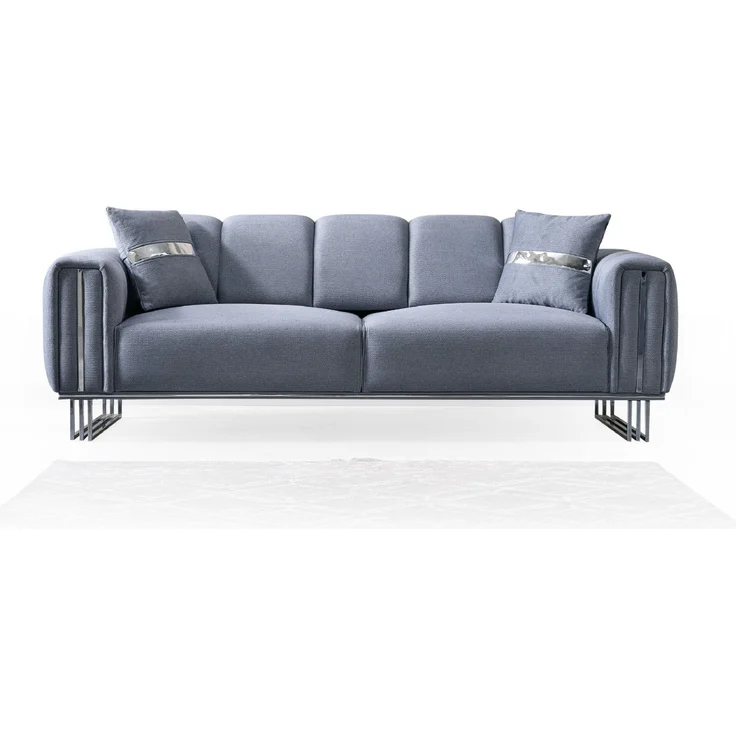 Sitzgruppe/Sofa Set - Wohnzimmergarnitur "Rosetta" 3+3+1-Grau – Bild 2