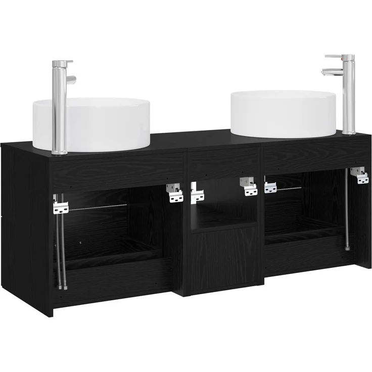 vidaXL Badezimmerschrank-Set 3 stk. Schwarz 129 x 44,5 x 80 cm 3405948 – Bild 7