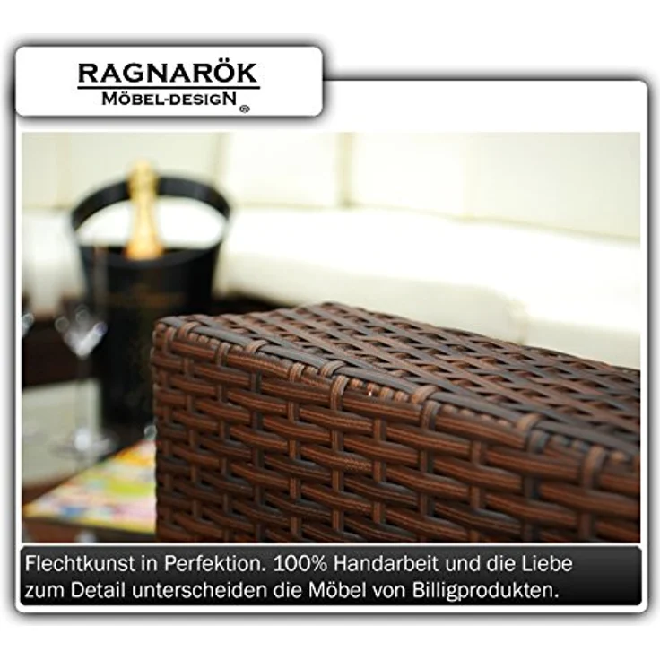 Ragnarök Möbel-Design Gartenlounge-Set Narvik, (Set, Ecklounge, Polyrattan, Alu), Sitzpolster ca. 16 cm dick und haben 2 intergrierte Härtegrade – Bild 8
