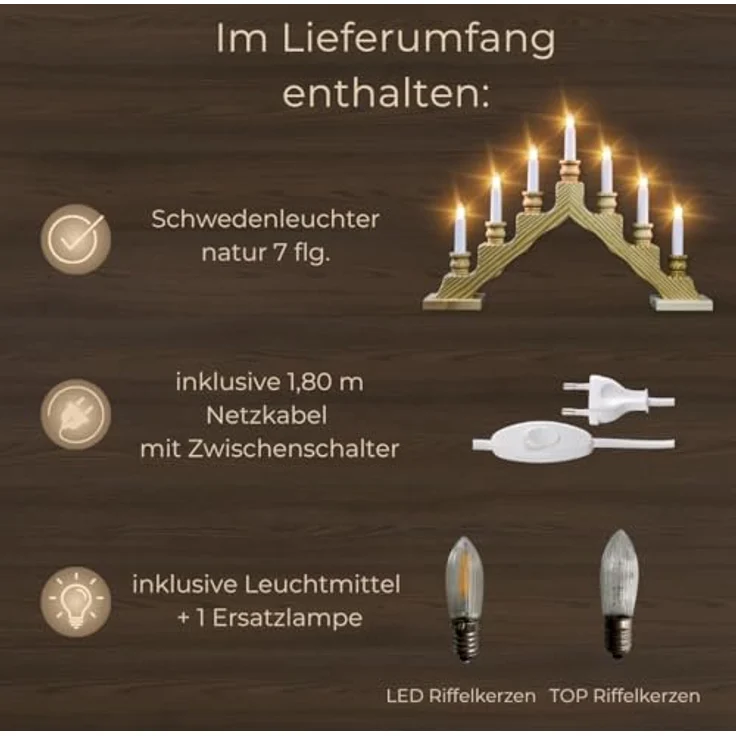 Weigla Lichterbogen Schwede, Weihnachtsdeko, Made in Germany (1-tlg), 7-flammig – Bild 6