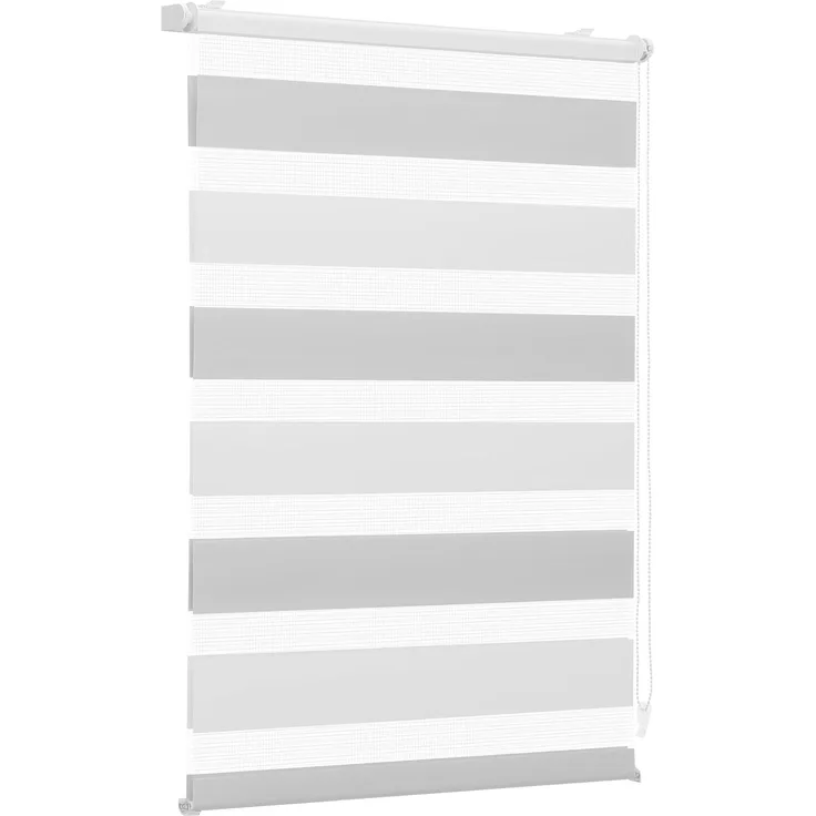 Sekey Doppelrollo Klemmfix ohne Bohren für Fenster, Zweifarbig Doppelrollo 80 cm breit, Duo Rollo Jalousie Sonnenschutz, 80x100 cm, Weiß & Hellgrau