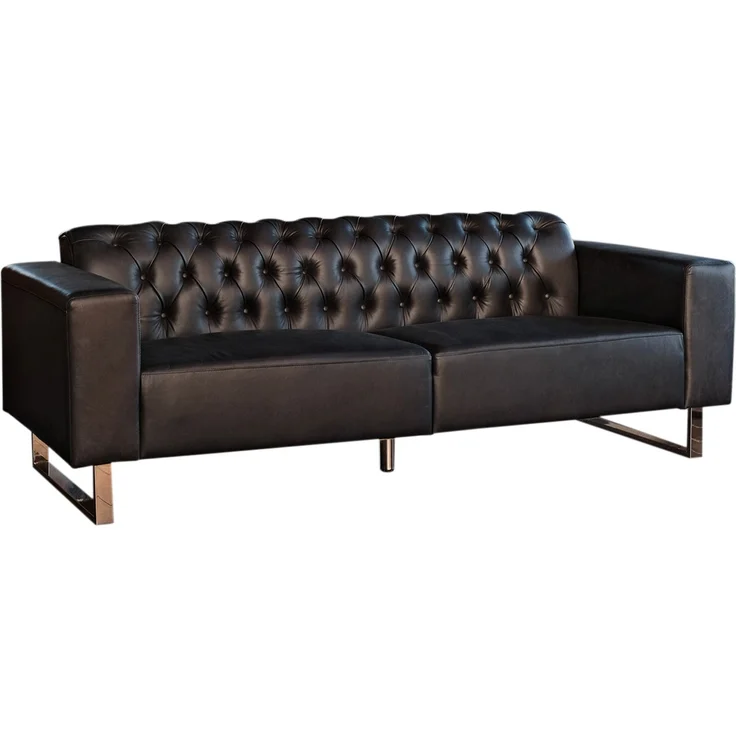 KAWOLA Sofa NILO Ledersofa 3-Sitzer Leder schwarz 77 x 86 x 219 cm – Bild 3